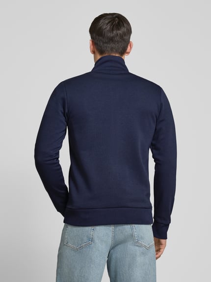 Tom Tailor Regular fit sweatjack met opstaande kraag en rubberen logoprint Marineblauw - 5