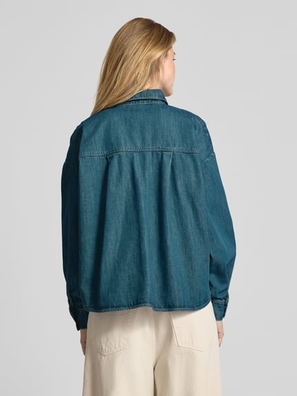 American Vintage Relaxed Fit Jeansbluse mit Hemdblusenkragen Modell 'OZYR' Blau 5