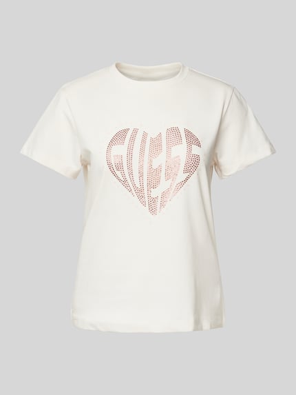 GUESS Activewear T-Shirt mit Label-Detail Modell 'JULIA' Ecru 2