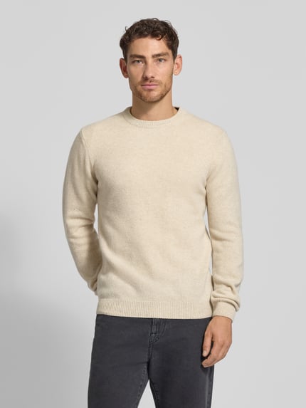 Casual Friday Sweter z dzianiny z mieszanki wełny model ‘KARL’ Złamany biały 4