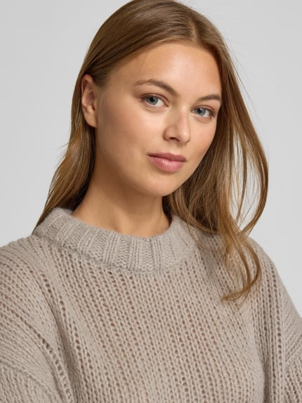 HUGO Oversized Strickpullover mit Alpaka-Anteil Modell 'SLOOSSY' Sand 3