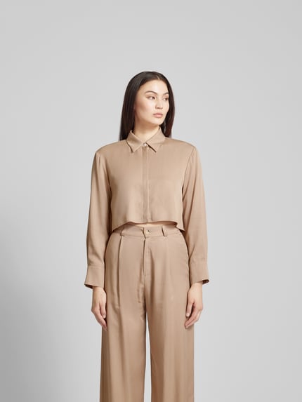 OH APRIL Kort overhemdblouse met knoopsluiting Taupe - 4