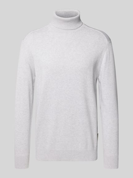 Tom Tailor Denim Regular Fit Rollkragenpullover aus reiner Baumwolle Hellgrau Melange 2