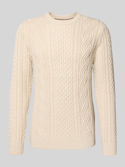 JACK & JONES Premium Sweter z dzianiny z prążkowanymi wykończeniami model ‘BLUSEAN’ Złamany biały melanż 2