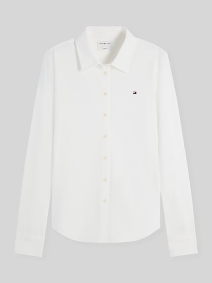 Tommy Hilfiger Slim Fit Hemdbluse aus Baumwoll-Mix Ecru 2