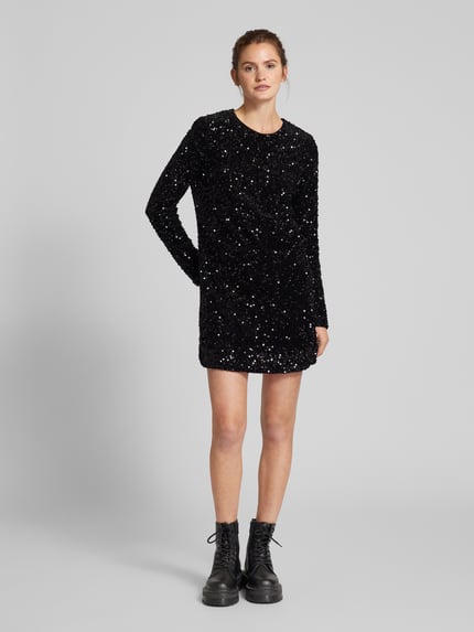 ONLY Mini-jurk met pailletten met druppelvormige rugdecolleté, model 'ANIKA' Zwart - 1
