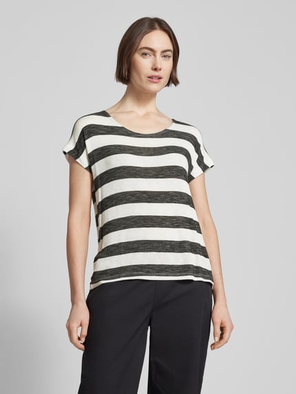 VERO MODA T-shirt z blokowymi pasami Czarny 4