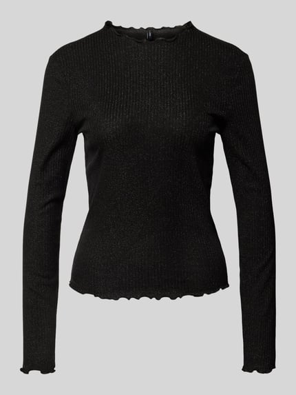ONLY Bluzka z długim rękawem o kroju slim fit z mieszanki bawełny model ‘EMMA’ Czarny 2