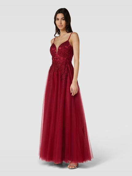 LUXUAR FASHION Abendkleid mit Ziersteinbesatz Bordeaux 4