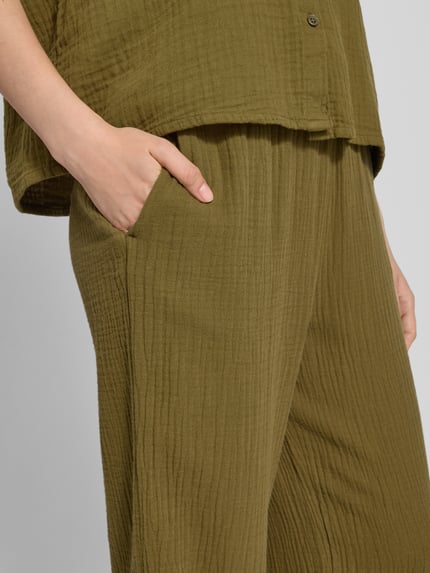 Tom Tailor Denim Spodnie z prostą nogawką z muślinu Oliwkowy 3