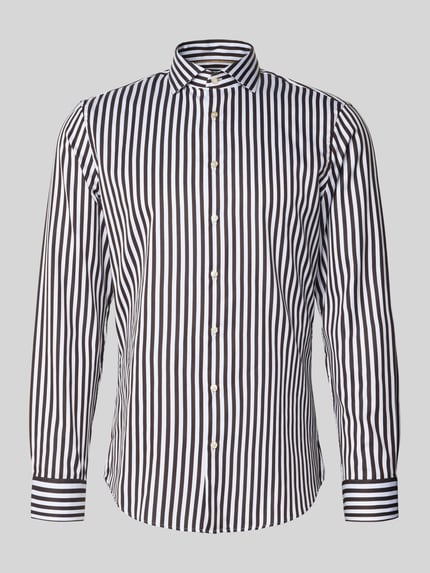Jake*s Slim Fit Business Hemd aus Baumwolle mit Haifischkragen Dunkelbraun 2