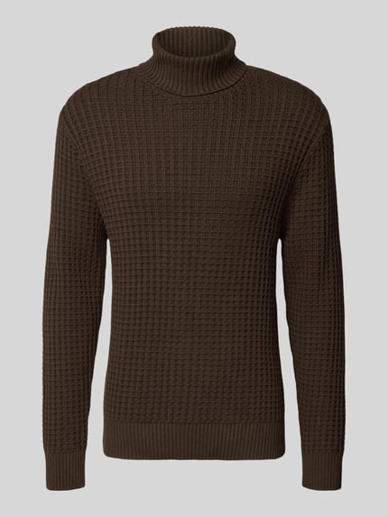 Selected Regular fit coltrui in wafelstructuur, model 'TOM' Chocoladebruin - 2
