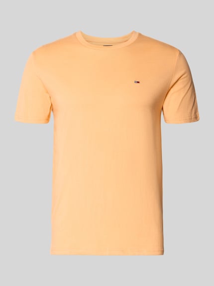 Produktfoto, Slim Fit T-Shirt aus Baumwoll-Mix Modell 'JASPE HERITAGE' von Tommy Jeans in Melange-Optik, kurzarm, Logo-Stitching, orange