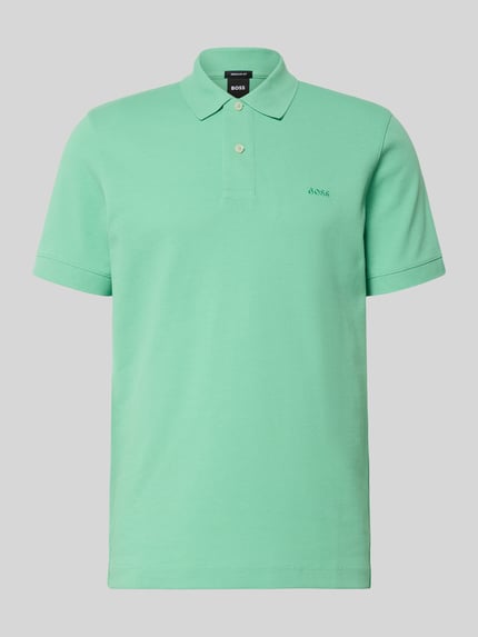 Produktfoto, Regular Fit Poloshirt aus reiner Baumwolle Modell 'PALLAS' von BOSS in Optik: Unifarben, Piqué-Struktur, Label-Stitching-Applikation.