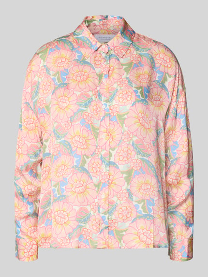 Produktfoto, Regular Fit Bluse aus Viskose im Allover-Look von Rich & Royal, bunte Blütenmuster, Hemdblusenkragen, Knopfleiste.
