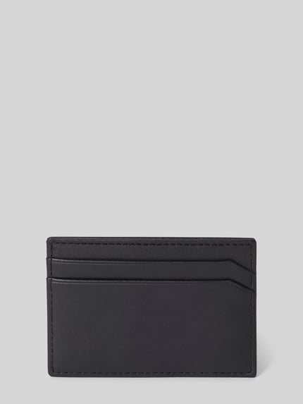 Produktfoto, Portemonnaie mit Label-Print Modell 'Tibby_2.0_Cardcase' von HUGO, glatte schwarze Oberfläche, klare Linien, Herren Portemonnaie von HUGO