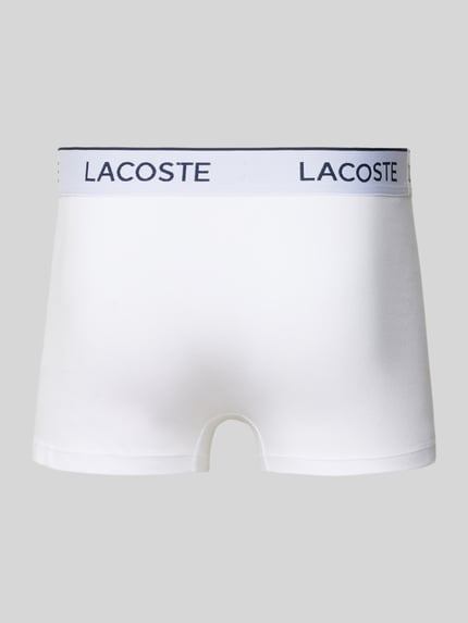 Produktfoto, Trunk aus Baumwoll-Mix im 3er-Pack von Lacoste aus weißem Stoff mit elastischem, weiß-blauem Bund, Herren Boxershorts von Lacoste