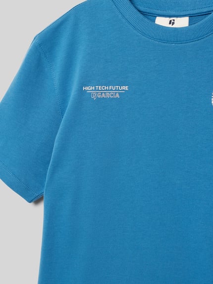 Garcia T-shirt met labelprint en -stitching Koningsblauw - 2