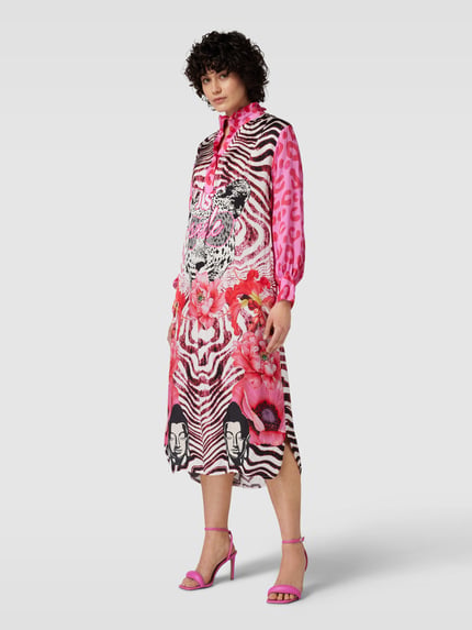 miss goodlife Midikleid aus reiner Viskose Modell 'Just Smile' Pink 1