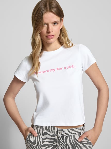REVIEW T-Shirt mit Statement-Stitching Weiss 3