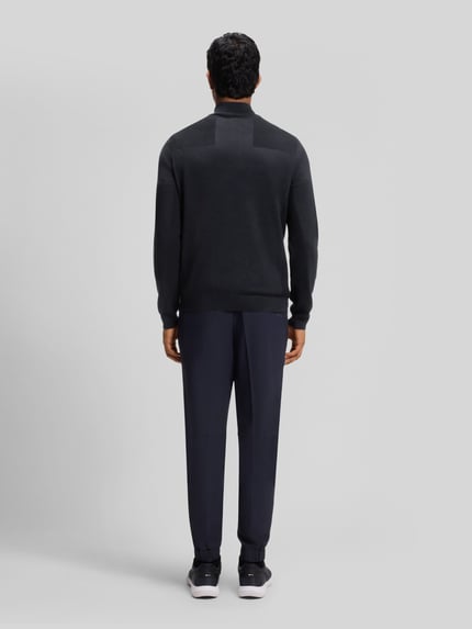 BOSS Green Sweter o kroju regular fit z dodatkiem żywej wełny model 'KN_Momentum-X QZ' Ciemnoniebieski 5