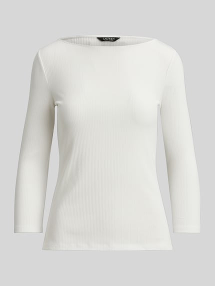 Lauren Ralph Lauren Gebreid shirt met 3/4-mouwen van katoenmix Wit - 2