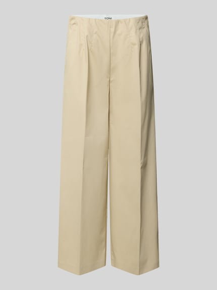 Produktfoto, Culotte mit Eingrifftaschen Modell 'Jenny' van TONI, dames culotte van katoenmix met stretch, wide leg, persplooien, bandwijdte maat 36: 38 cm, binnenbeenlengte maat 36: 68 cm, beige kleur, gladde textuur
