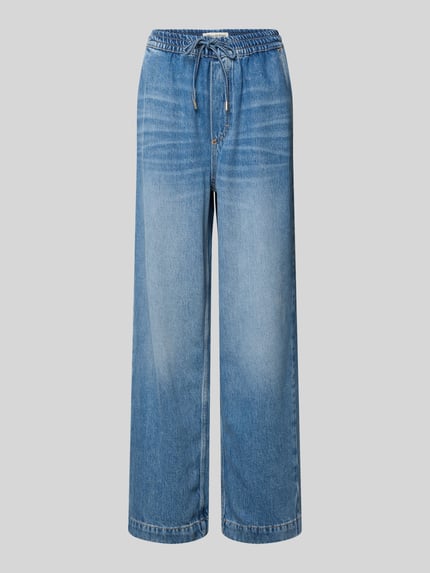 Produktfoto, Relaxed Fit Jeans aus Lyocell-Baumwoll-Mix von Marc O'Polo, unifarbenes Denim, elastischer Bund mit Tunnelzug, seitliche Eingrifftaschen
