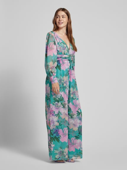 Jake*s Cocktail Jumpsuit mit Taillenpasse Tuerkis Melange 1