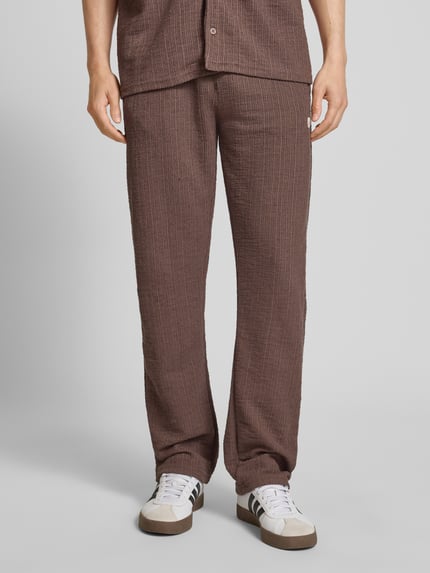 PEGADOR Regular fit sweatpants met structuurmotief, model 'Libco' Donkerbruin - 4