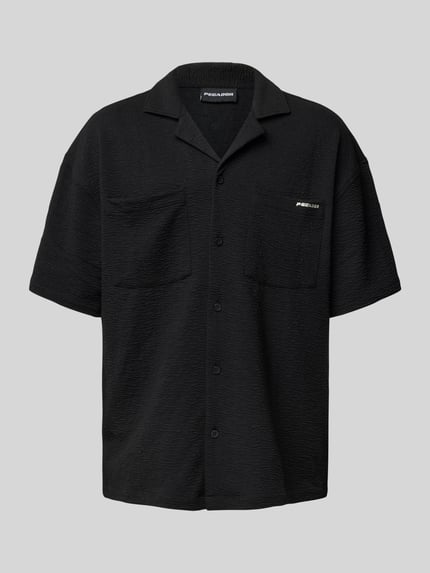 PEGADOR Oversized Fit Freizeithemd mit 1/2-Arm Modell 'ACADO' Black 2