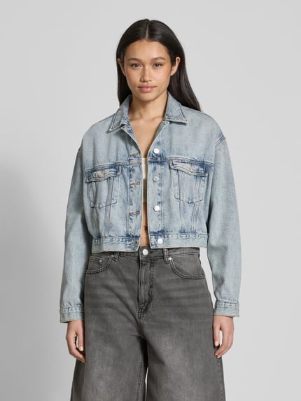 Tommy Jeans Oversized Jeansjacke aus Baumwoll-Lyocell-Mix Hellblau 4