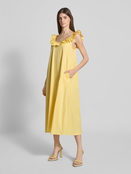 Smith and Soul Midi-jurk met ruches Pastelgeel - 1