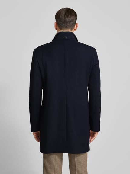 bugatti Regular fit lange jas met viscose Marineblauw - 5
