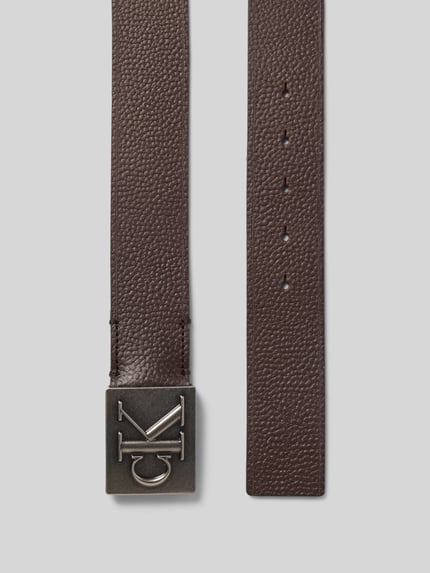 Produktfoto, Gürtel aus echtem Rindsleder von CK Calvin Klein in Braun, Optik: Unifarben, Dornschließe, Logo-Prägung, Glattleder