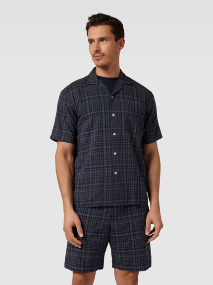 Jake*s Studio Men Regular Fit Freizeithemd mit Karomuster Marine 4