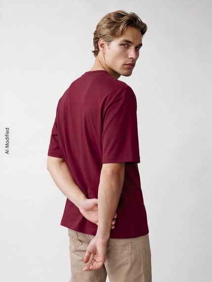 Selected Loose Fit T-Shirt mit Rundhalsausschnitt Modell 'OSCAR' Bordeaux 5