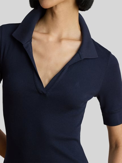 Lauren Ralph Lauren Sukienka o linii a casualowa z mieszanka bawełny Granatowy 3
