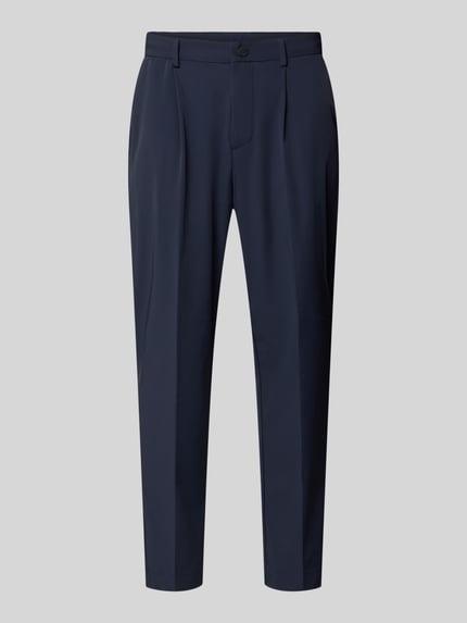 Produktfoto, Anzughose mit Bügelfalte Modell 'PANTALACCIO' von MARKUP in Dunkelblau, Straight Fit, elastischer Bund, glatte Textur