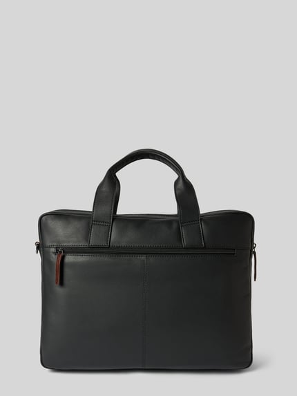 Produktfoto, Laptoptasche aus echtem Leder Modell 'Corso Deluxe' von bugatti, czarny, główna przegroda z zamkiem błyskawicznym, podzielona, odpinany pasek na ramię, krótkie uchwyty, wytłaczane logo, wewnątrz przegródki, Szerokość w rozmiarze 1: 40 cm, Długość w rozmiarze 1: 30 cm, Głębokość w rozmiarze 1: 13 cm, Długość paska na ramię w rozmiarze 1: 175 cm
