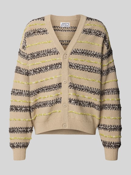 Jake*s Studio Men Strickjacke mit V-Ausschnitt Beige 2