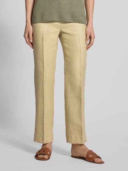 Weekend Max Mara Spodnie materiałowe o kroju regular fit w kant model ‘AGAPE’ Piaskowy 4