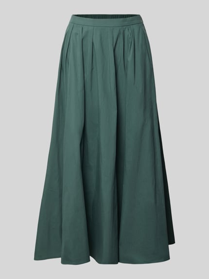 Produktfoto, Midirok met plooien van ROBE LÉGÈRE, katoenmix, A-lijn, deels elastische band, bandwijdte 33 cm, totale lengte 81 cm