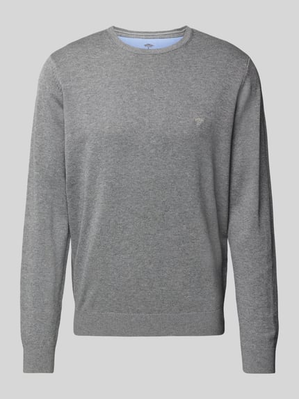 Fynch-Hatton Strickpullover mit Label-Stitching Modell 'Superfine' Silber Melange 2