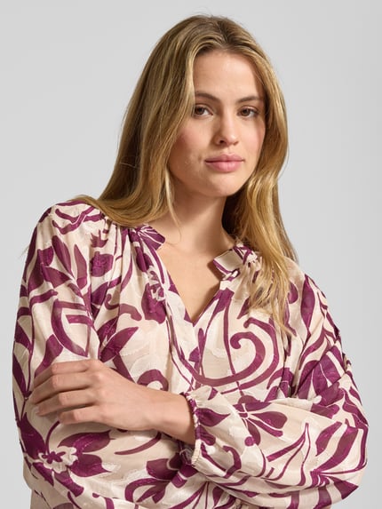 ZABAIONE Regular Fit Bluse mit V-Ausschnitt Fuchsia 3