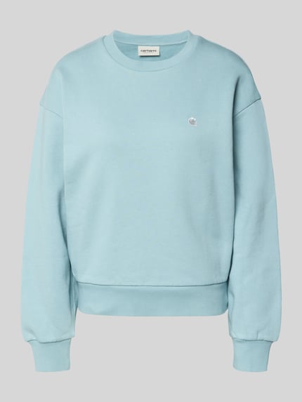 Produktfoto, Sweatshirt mit Logo-Stitching Modell 'CASEY' van Carhartt Work In Progress in lichtblauw, katoen, loose fit, ronde hals, verlaagde schouders