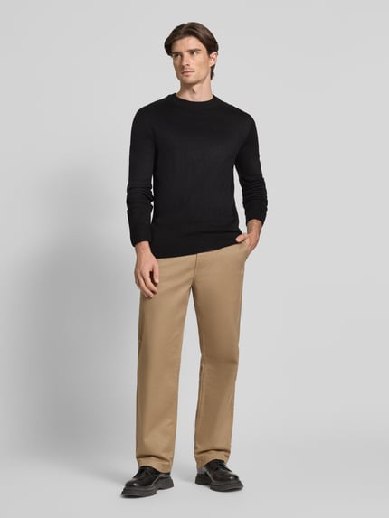 Tom Tailor Denim Regular fit gebreide pullover van ribtricot Zwart - 1