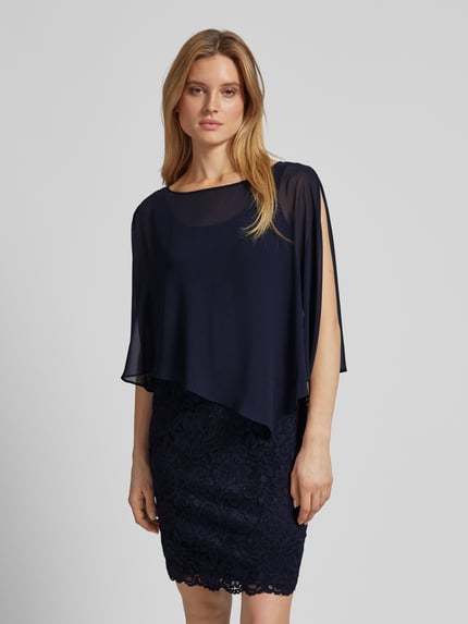 Vera Mont Knielange cocktailjurk in dubbele-laagjeslook Donkerblauw - 4