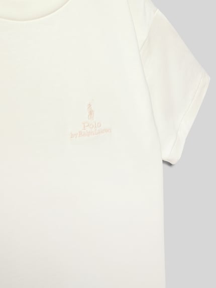 Productfoto, Relaxed Fit T-Shirt aus reiner Baumwolle van Polo Ralph Lauren Teens in effen wit met label-opdruk, fijnrib, ronde hals, korte mouw.