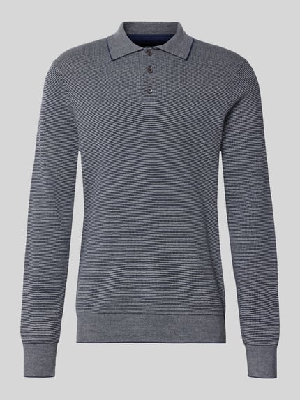 Produktfoto, Regular Fit Poloshirt mit Woll-Anteil von Polo Ralph Lauren in Grau mit feiner Struktur, Knopfleiste und klassischem Kragen.